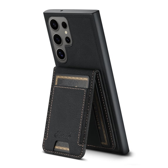 Allytechgroup Magnetic Back Cover for Samsun Galaxy S26 Ultra, Detachable Cards Holders Stand Retro PU Leather Phone Case for Women Men, Black
