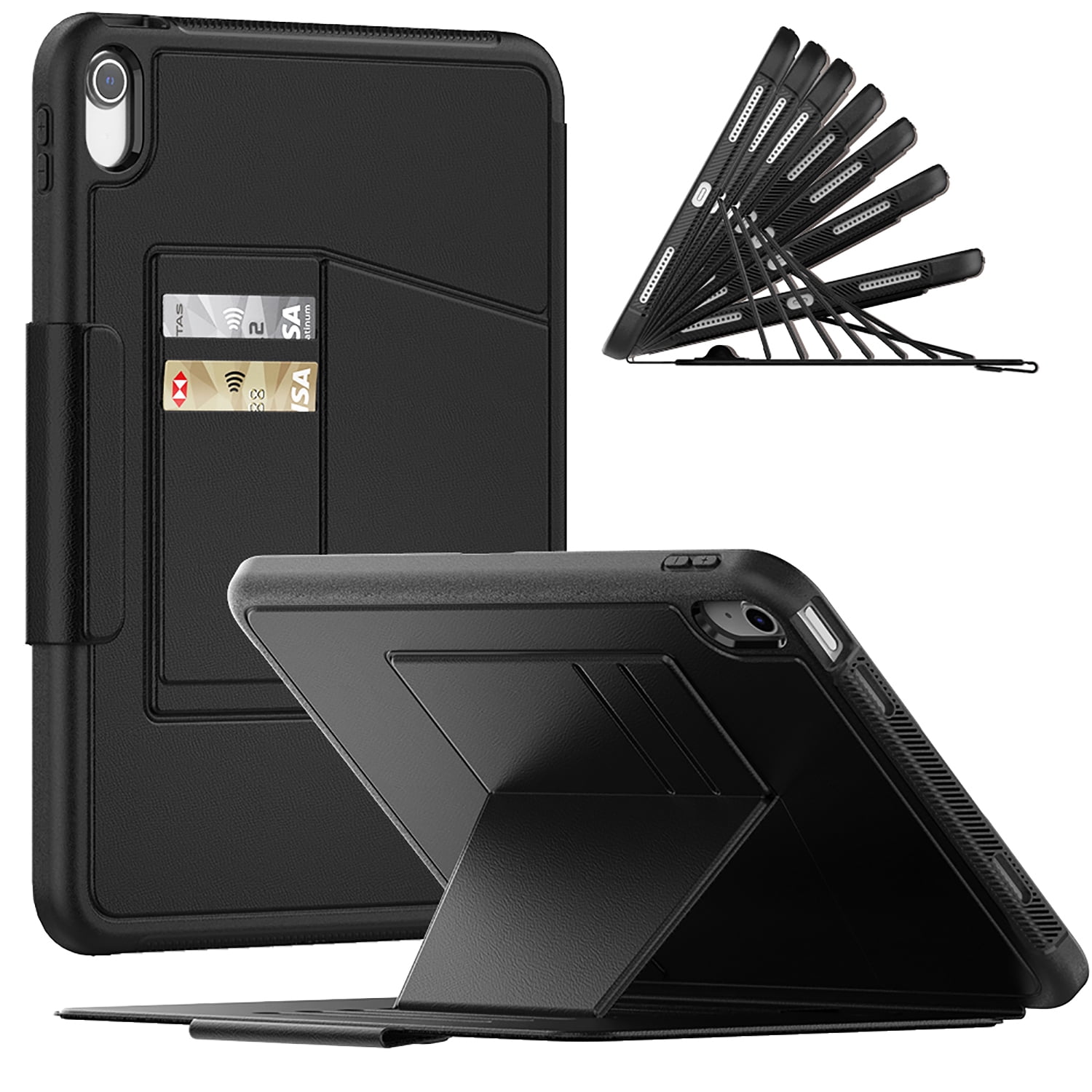 Allytechgroup Magnetic Case for Apple iPad (A16) 11th Gen 11" 2025/ iPad 10th Gen 10.9" 2022, Auto Sleep Wake Multi Angle Viewing Stand Build-in Pencil Holder Protective Bumper Tablet Case, Black