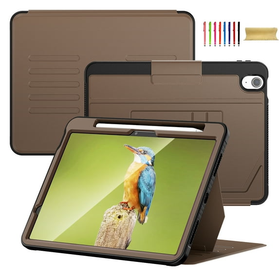 Allytechgroup Magnetic Case for Apple iPad Air 11 Inch 2025/2024 M3 M2, Multi Angle Viewing Stand Auto Sleep Wake Shockproof Protective Bumper Case Cover for iPad Air 11" 2025 2024, Brown