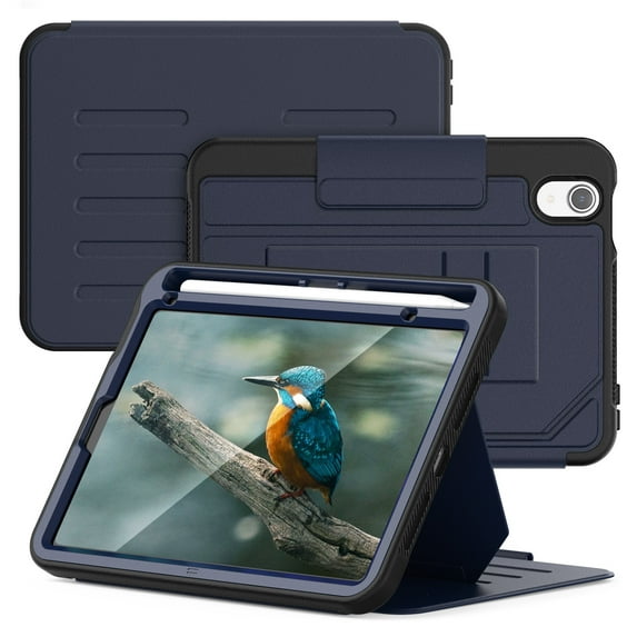 Allytechgroup Magnetic Case for Apple iPad Mini 7th 6th Generation 8.3", Multi Angle Viewing Stand Auto Sleep Wake Shockproof Protective Bumper Case Cover for iPad mini 6 7 2021/2024, Navyblue