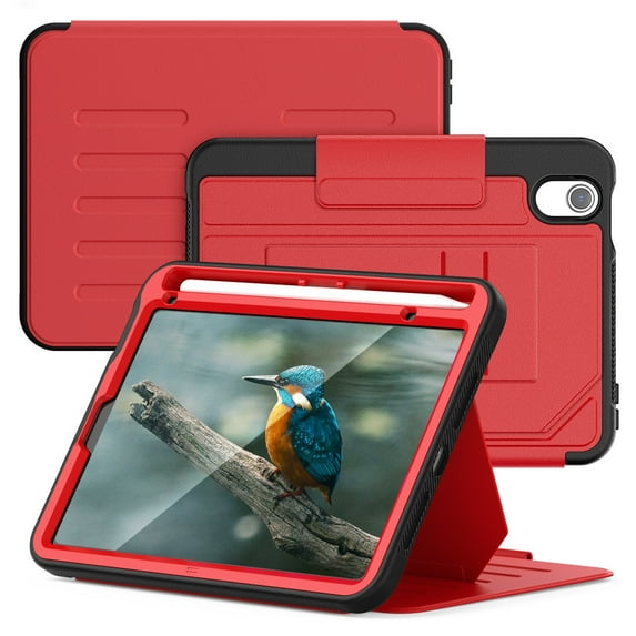 Allytechgroup Magnetic Case for Apple iPad Mini 7th 6th Generation 8.3", Multi Angle Viewing Stand Auto Sleep Wake Shockproof Protective Bumper Case Cover for iPad mini 6 7 2021/2024, Red