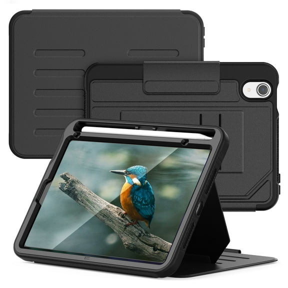 Allytechgroup Magnetic Case for Apple iPad Mini 7th 6th Generation 8.3", Multi Angle Viewing Stand Auto Sleep Wake Shockproof Protective Bumper Case Cover for iPad mini 6 7 2021/2024, Black