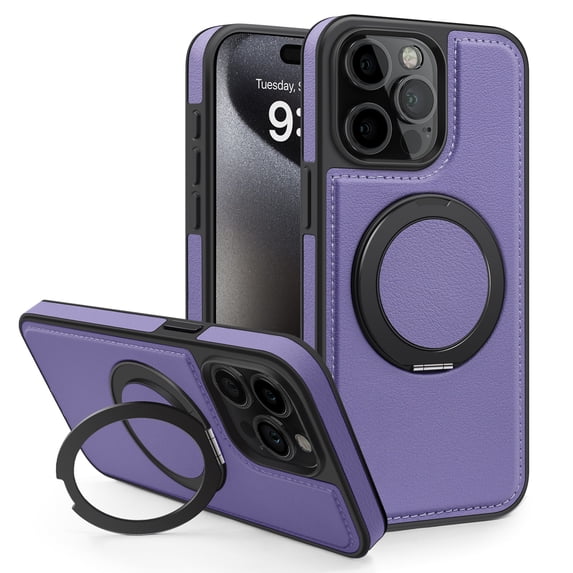 Allytechgroup Magnetic Case for Apple iPhone 14 Pro Max, Ring Holder Kickstand Hybrid Compatible with Magsafe & Car Mount Anti-Scratch Phone Case Cover for Women Men, Purple