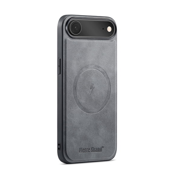 Allytechgroup Magnetic Case for Apple iPhone 17 Air, [Compatible with Magsafe] Slim Fit Shell Lightweight Retro PU Leather Bumper Protective Phone Case for Women Men, Gray