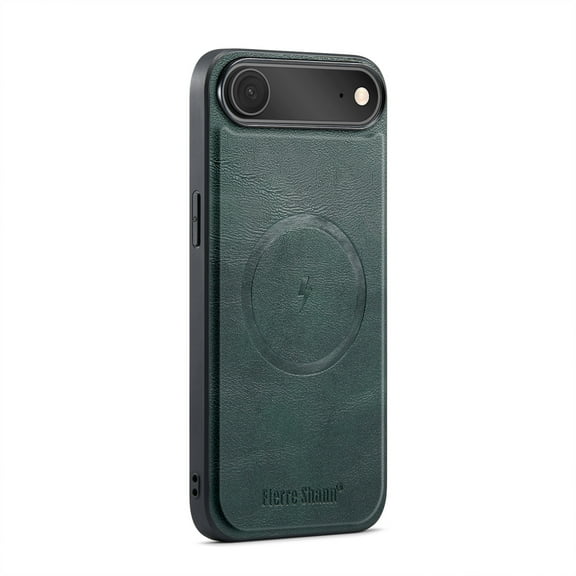 Allytechgroup Magnetic Case for Apple iPhone 17 Air, [Compatible with Magsafe] Slim Fit Shell Lightweight Retro PU Leather Bumper Protective Phone Case for Women Men, Green