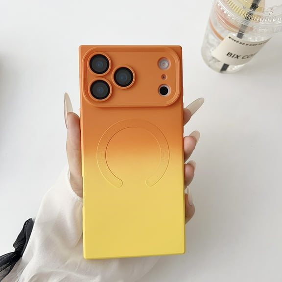 Allytechgroup Magnetic Case for Apple iPhone 17,Compatible with Magsafe Gradient Color Design Shockproof Wireless Charging Anti-Scratch Back Cover Case for Girls Women, Orange
