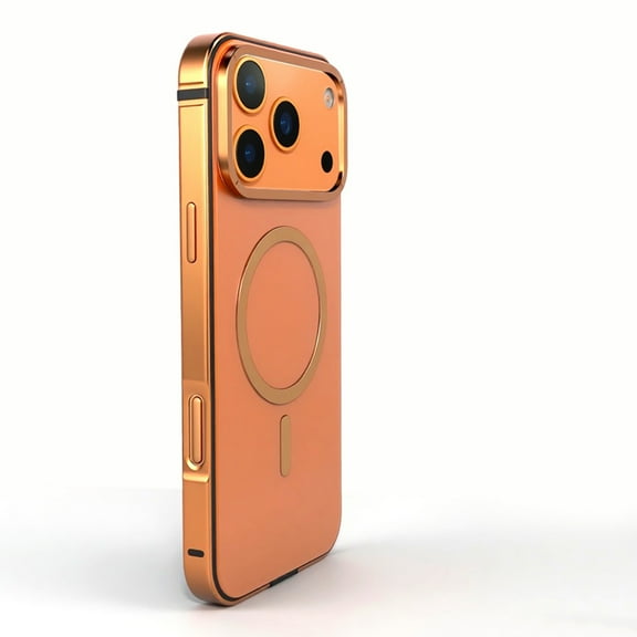 Allytechgroup Magnetic Case for Apple iPhone 17 Pro, Aluminum Alloy Metal Frame Heavy Duty Shockproof Anti-Scratch Bumper Rugged Phone Case Cover for iPhone 17 Pro, Orange