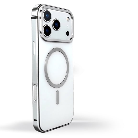 Allytechgroup Magnetic Case for Apple iPhone 17 Pro Max, Aluminum Alloy Metal Frame Heavy Duty Shockproof Anti-Scratch Bumper Rugged Phone Case Cover for iPhone 17 Pro Max, Silver