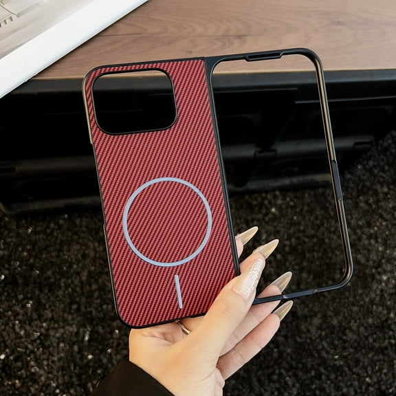 Allytechgroup Magnetic Case for Google Pixel 10 Pro Fold, Compatible with Mag-safe Slim Hard PC PU Leather Phone Shell Shcokproof Ptotective Back Cover for Google Pixel 10 Pro Fold, Red