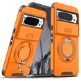 thumbnail image 1 of Allytechgroup Magnetic Case For Google Pixel 9 / 9 Pro with Slide Camera Cover, [1x Screen Protector] 360° Rotated Ring Kickstand Magnetic Car Mount Suppor Shockproof Protective Cover, Orange, 1 of 11