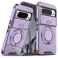thumbnail image 1 of Allytechgroup Magnetic Case For Google Pixel 9 / 9 Pro with Slide Camera Cover, [1x Screen Protector] 360° Rotated Ring Kickstand Magnetic Car Mount Suppor Shockproof Protective Cover, Purple, 1 of 11