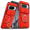 thumbnail image 1 of Allytechgroup Magnetic Case For Google Pixel 9 Pro XL with Slide Camera Cover, [1x Screen Protector] 360° Rotated Ring Kickstand Magnetic Car Mount Suppor Shockproof Protective Cover, Red, 1 of 11