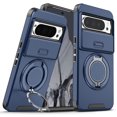 thumbnail image 1 of Allytechgroup Magnetic Case For Google Pixel 9 Pro XL with Slide Camera Cover, [1x Screen Protector] 360° Rotated Ring Kickstand Magnetic Car Mount Suppor Shockproof Protective Cover, Blue, 1 of 11