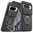 thumbnail image 1 of Allytechgroup Magnetic Case For Google Pixel 9 Pro XL with Slide Camera Cover, [1x Screen Protector] 360° Rotated Ring Kickstand Magnetic Car Mount Suppor Shockproof Protective Cover, Black, 1 of 11