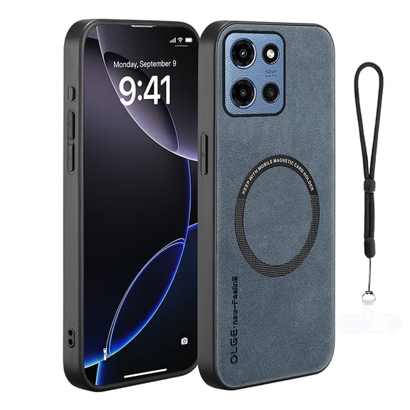 Allytechgroup Magnetic Case for Moto G 5G 2025, [Compatible with Magsafe & Car Mount] TPU Anti-Scratch Shockproof Bumper Phone Case with Hand Strap for Motorola Moto G 2025, Blue