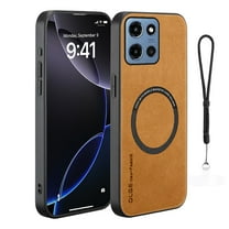 Allytechgroup Magnetic Case for Moto G Play 2024, [Compatible with Magsafe & Car Mount] TPU Anti-Scratch Shockproof Bumper Phone Case with Hand Strap for Motorola Moto G Play 2024, Brown