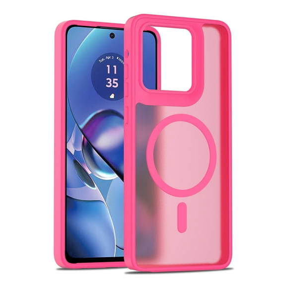 Allytechgroup Magnetic Case for Moto G Power (2025), Built-in Camera Control Button Support Wireless Charging Slim Anti-stain Silky Touch Shockproof Back Cover for Moto G Power 5G 2025, Rose