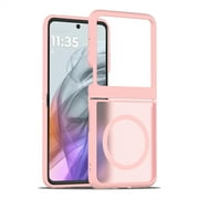 Allytechgroup Magnetic Case for Motorola Razr 2024, Hard PC Slim Fit Phone Case Support Wireless Charging Non-slip Shockproof Back Cover Bumper for Moto Razr 2024, Pink
