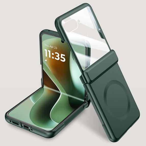 Allytechgroup Magnetic Case for Motorola Razr 2025 with Build in Screen Protector, Compatible with Mag-safe Full Body Protection Shockproof Anti-Scartch Slim Fit Phone Cover Case for Razr 2025,Green