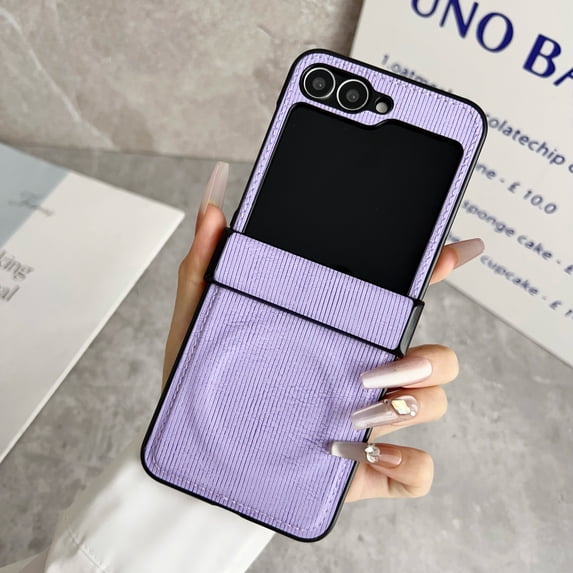 Allytechgroup Magnetic Case for Motorola Razr 40 Ultra, PU Leather Texture Slim Foldable Phone Case, Compatible with Magsafe & Wireless Charging Shockproof Cover with Hinge Protection, Purple