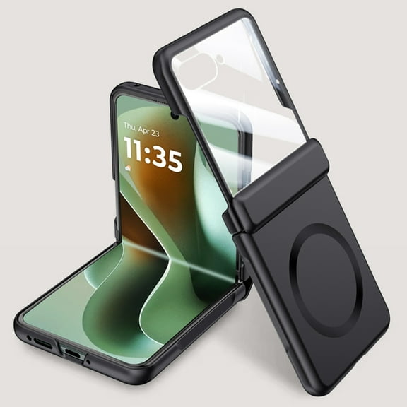 Allytechgroup Magnetic Case for Motorola Razr Ultra 2025 with Build in Screen Protector, Compatible with Mag-safe Full Body Protection Anti-Scartch Slim Fit Phone Cover Case for Razr 2025,Black