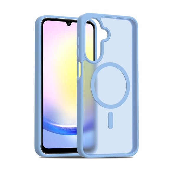 Allytechgroup Magnetic Case for Samsung Galaxy A35, Built-in Camera Control Button Support Wireless Charging Slim Anti-stain Silky Touch Shockproof Protective Back Cover Bumper, Blue