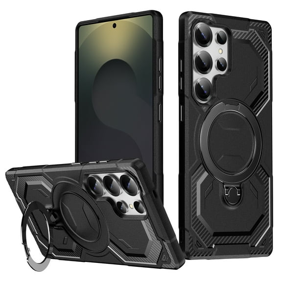 Allytechgroup Magnetic Case for Samsung Galaxy A56 5G, Support Wireless Charging Rugged Heavy Duty Durable Cover Case with Kickstand Shockproof Back Cover for Samsung Galaxy A56 5G, Black