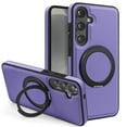 thumbnail image 1 of Allytechgroup Magnetic Case for Samsung Galaxy S22, Built-in Invisible 360° Rotatable Kickstand, Compatible with MagSafe, PU Leather Slim Shockproof Protective Phone Case Cover, Purple, 1 of 6