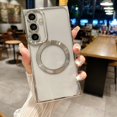 thumbnail image 1 of Allytechgroup Magnetic Case for Samsung Galaxy S22 Ultra, Camera Lens Protector Not Yellowing Support Wireless Chagring Slim Fit Shockproof Protective Clear Back Cover for Galaxy S22 Ultra, Silver, 1 of 7