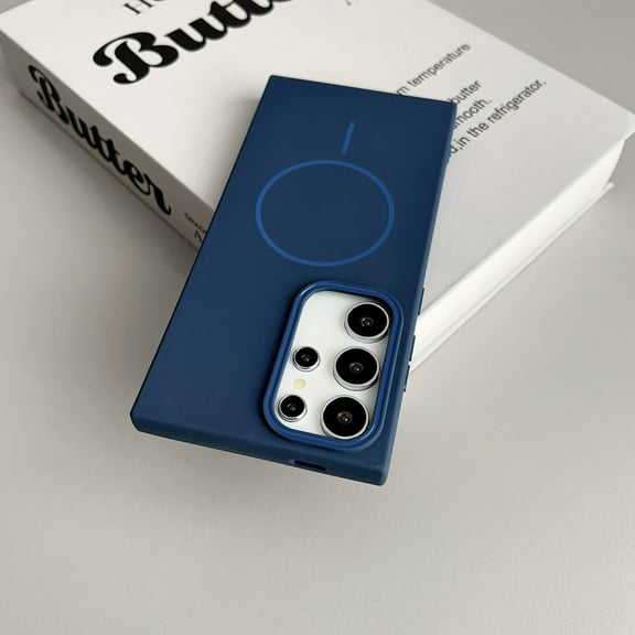 Allytechgroup Magnetic Case for Samsung Galaxy S22 Ultra, Matte Slim Lightweight Support Wireless Charging Soft TPU Liquid Silicone Shockproof Protective Back Cover for Women Men, Darkblue