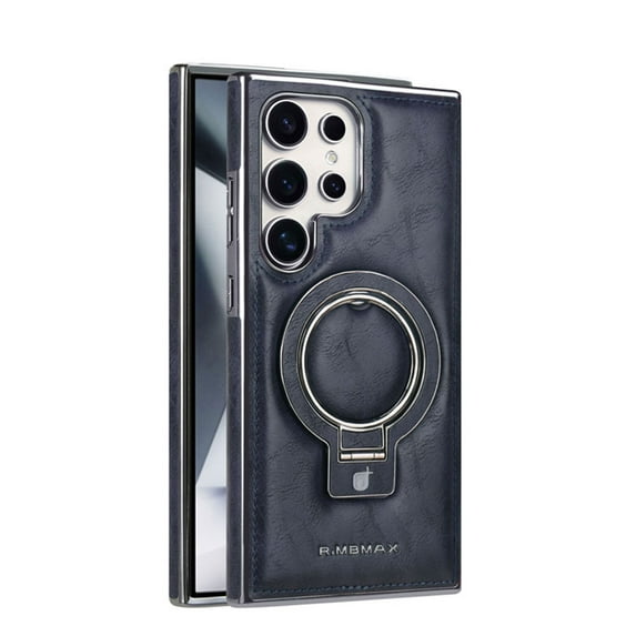 Allytechgroup Magnetic Case for Samsung Galaxy S23 Plus, Compatible with MagSafe & Car Mount Premium PU Leather Shockproof Kickstand Bumper Drop Protection Phone Cover for Women Men, Blue