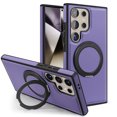 thumbnail image 1 of Allytechgroup Magnetic Case for Samsung Galaxy S23 Ultra, Built-in Invisible 360° Rotatable Kickstand, Compatible with MagSafe, PU Leather Slim Shockproof Protective Phone Case Cover, Purple, 1 of 6