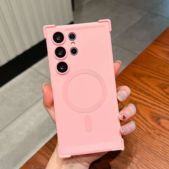 Allytechgroup Magnetic Case for Samsung Galaxy S23 Ultra, Compatible with Magsafe Slim Fit Corner Protection Skin-Shell Drop Proof Bumper Phone Case for Samsung Galaxy S23 Ultra, Pink