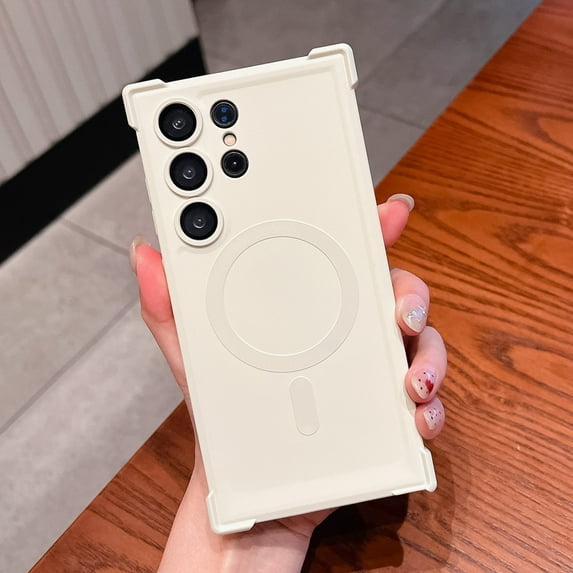 Allytechgroup Magnetic Case for Samsung Galaxy S23 Ultra, Compatible with Magsafe Slim Fit Corner Protection Skin-Shell Drop Proof Bumper Phone Case for Samsung Galaxy S23 Ultra, White