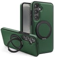 thumbnail image 1 of Allytechgroup Magnetic Case for Samsung Galaxy S24, Built-in Invisible 360° Rotatable Kickstand, Compatible with MagSafe, PU Leather Slim Shockproof Protective Phone Case Cover, Darkgreen, 1 of 6