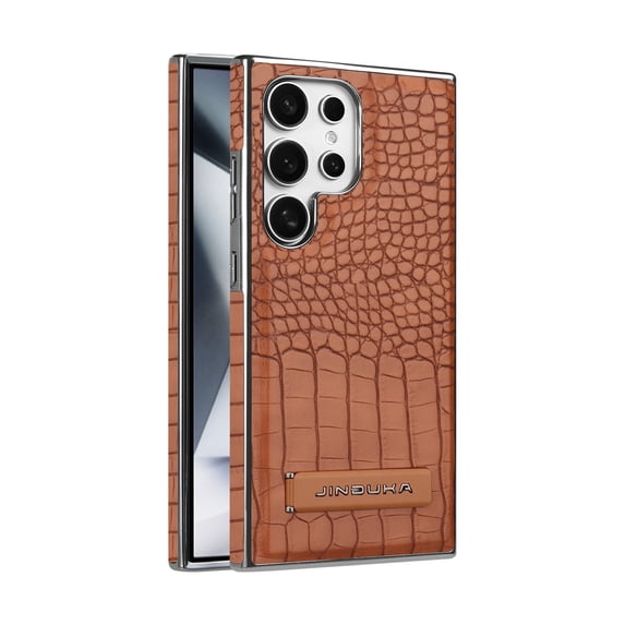 Allytechgroup Magnetic Case for Samsung Galaxy S24, PU Leather Slim Phone Case with Kickstand Support Wireless Charging Shockproof Back Cover for Samsung Galaxy S24, Brown