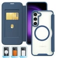thumbnail image 1 of Allytechgroup Magnetic Case for Samsung Galaxy S25+ with Credit Card Slot, Compatible with Magsafe PU Leather Flip Wallet Phone Case RFID Blocking Military Grade Drop Protection, Blue, 1 of 5