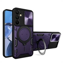Allytechgroup Magnetic Case for Samsung Galaxy S25 Edge, Slide Camera Cover Camera Lens Protector Ring Kickstand Military Grade Shockproof Rugged Hybrid Case for Samsung Galaxy S25 Edge, Purple