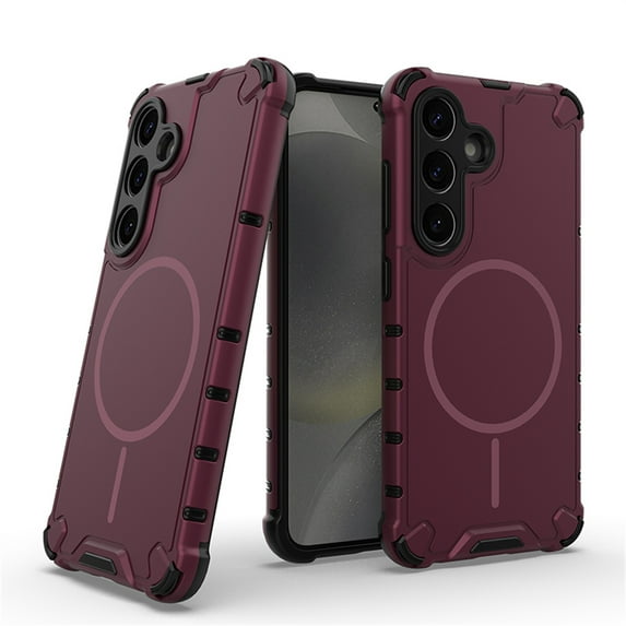 Allytechgroup Magnetic Case for Samsung Galaxy S25, Hard PC Soft TPU Rugged Heavy Duty Durable Cover Case Support Wireless Charging Shockproof Protective Back Cover for Women Men, Plum