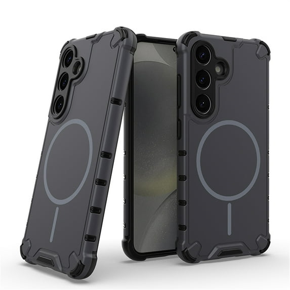 Allytechgroup Magnetic Case for Samsung Galaxy S25, Hard PC Soft TPU Rugged Heavy Duty Durable Cover Case Support Wireless Charging Shockproof Protective Back Cover for Women Men, Gray
