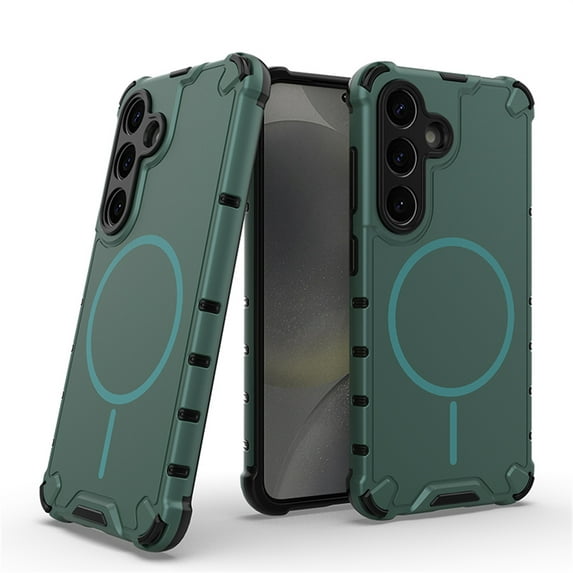 Allytechgroup Magnetic Case for Samsung Galaxy S25, Hard PC Soft TPU Rugged Heavy Duty Durable Cover Case Support Wireless Charging Shockproof Protective Back Cover for Women Men, Darkgreen