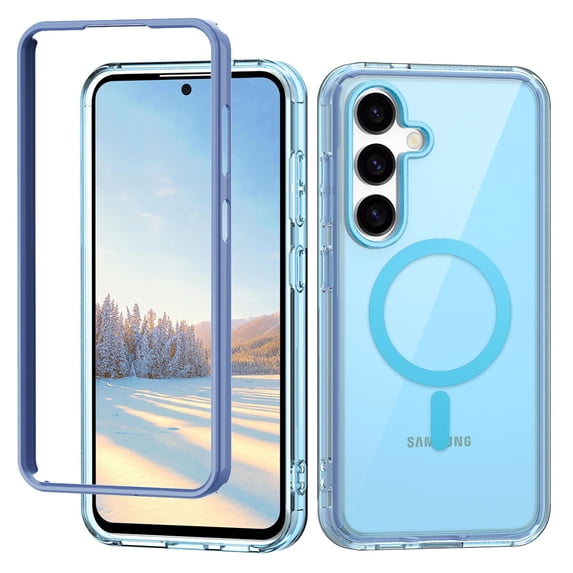 Allytechgroup Magnetic Case for Samsung Galaxy S25+ Plus, Transparent Back Cover Compatible with Magsafe Wireless Charging Support Slim Fit Rugged Phone Case for Women Men, Blue