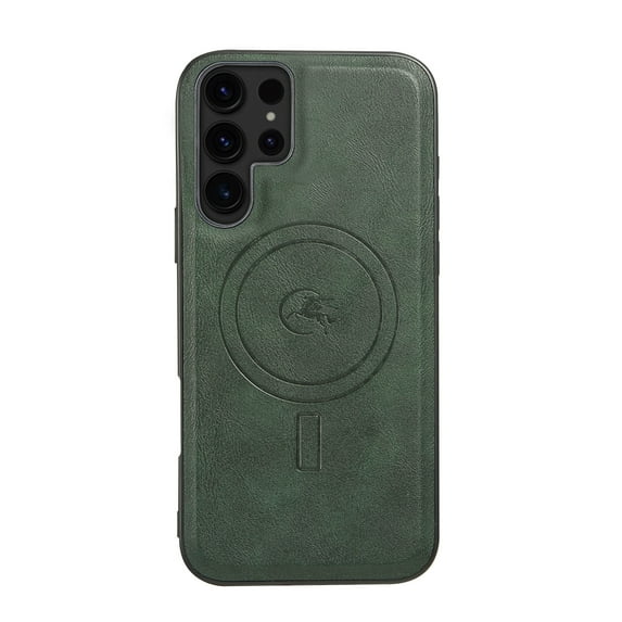 Allytechgroup Magnetic Case for Samsung Galaxy S25 Ultra, PU Leather TPU Back Cover Compatible with Magsafe & Car Mount, Drop Protection Shockproof Phone Case for Samsung Galaxy S25 Ultra,Green