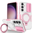 thumbnail image 1 of Allytechgroup Magnetic Case for Samsung Galaxy S26+ with Lens Slide Cover, [Non-Slip] [Military Grade Protection] Slim Shockproof Ring Stand Case Support Wireless Charging, Pink+White, 1 of 10