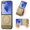 thumbnail image 1 of Allytechgroup Magnetic Case for Samsung Galaxy Z Flip 4, PU Leather Back Cover Shockproof Non-Slip Lightweight Design with Wireless Charging & Car Mount Support for Samsung Galaxy Z Flip 4, Khaki, 1 of 9