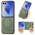 thumbnail image 1 of Allytechgroup Magnetic Case for Samsung Galaxy Z Flip 4, PU Leather Back Cover Shockproof Non-Slip Lightweight Design with Wireless Charging & Car Mount Support for Samsung Galaxy Z Flip 4, Green, 1 of 9