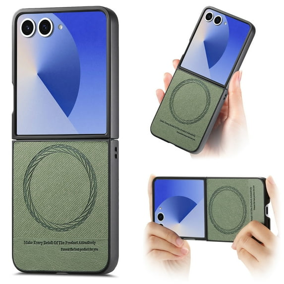 Allytechgroup Magnetic Case for Samsung Galaxy Z Flip 4, PU Leather Back Cover Shockproof Non-Slip Lightweight Design with Wireless Charging & Car Mount Support for Samsung Galaxy Z Flip 4, Green