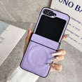 thumbnail image 1 of Allytechgroup Magnetic Case for Samsung Galaxy Z Flip 4, PU Leather Texture Slim Foldable Phone Case, Compatible with Magsafe & Wireless Charging Shockproof Cover with Hinge Protection, Purple, 1 of 10