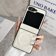 thumbnail image 1 of Allytechgroup Magnetic Case for Samsung Galaxy Z Flip 5, PU Leather Texture Slim Foldable Phone Case, Compatible with Magsafe & Wireless Charging Shockproof Cover with Hinge Protection, White, 1 of 10