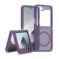 thumbnail image 1 of Allytechgroup Magnetic Case for Samsung Galaxy Z Flip 7 FE/ 6, Built-in Camera Control Button Support Wireless Charging Slim Anti-stain Silky Touch Shockproof Protective Back Cover Bumper, Darkpurple, 1 of 5